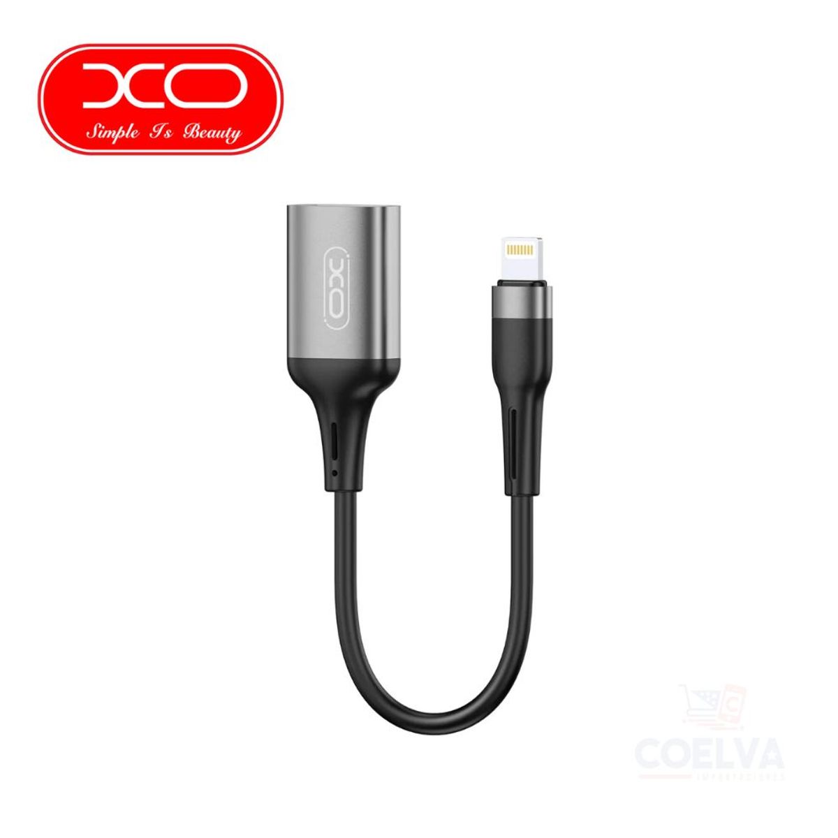 XO - Cable Adaptador XO NB201  OTG USB a Lightning - Negro/Gris