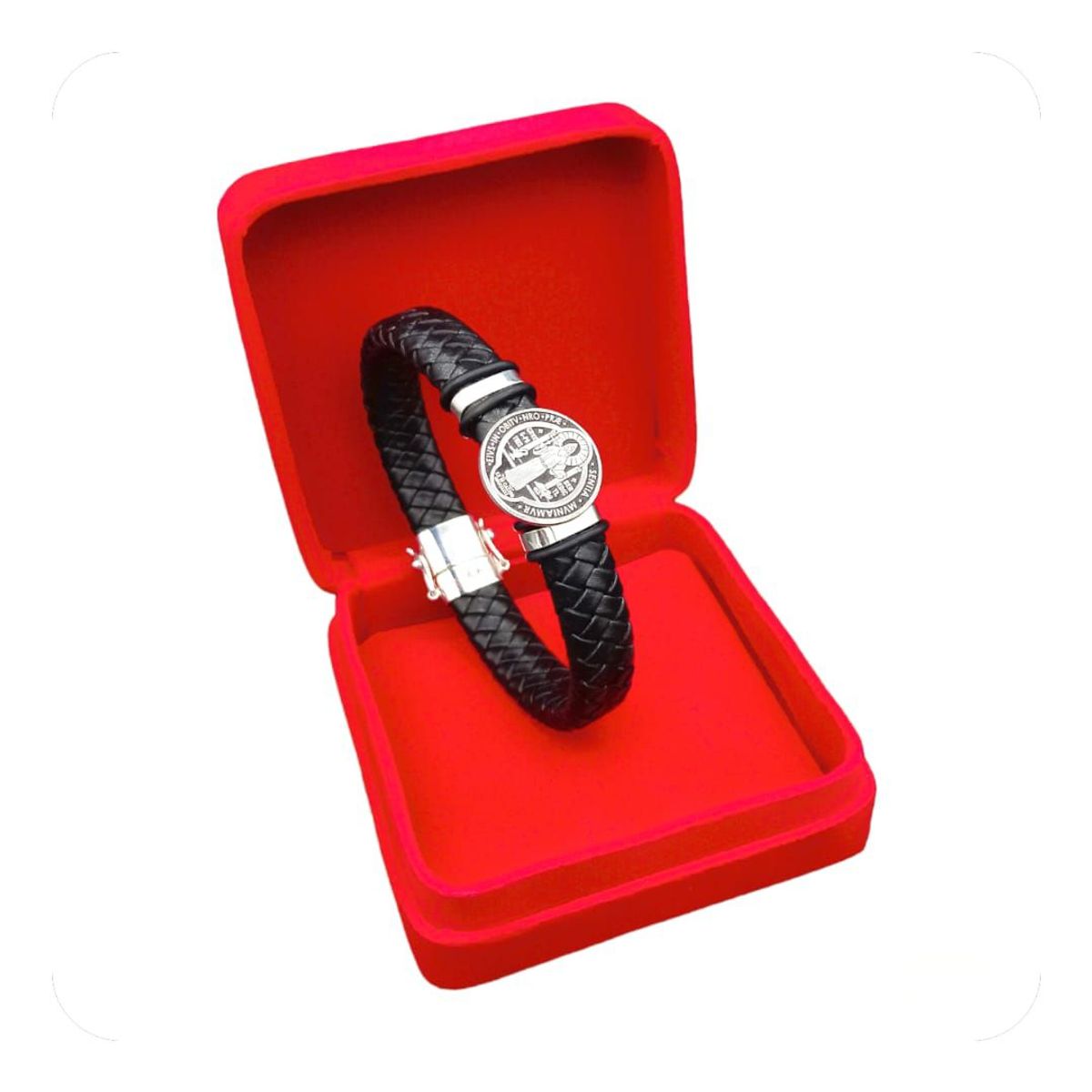 GENERICO - Pulsera De Cuero Con Dije San Benito