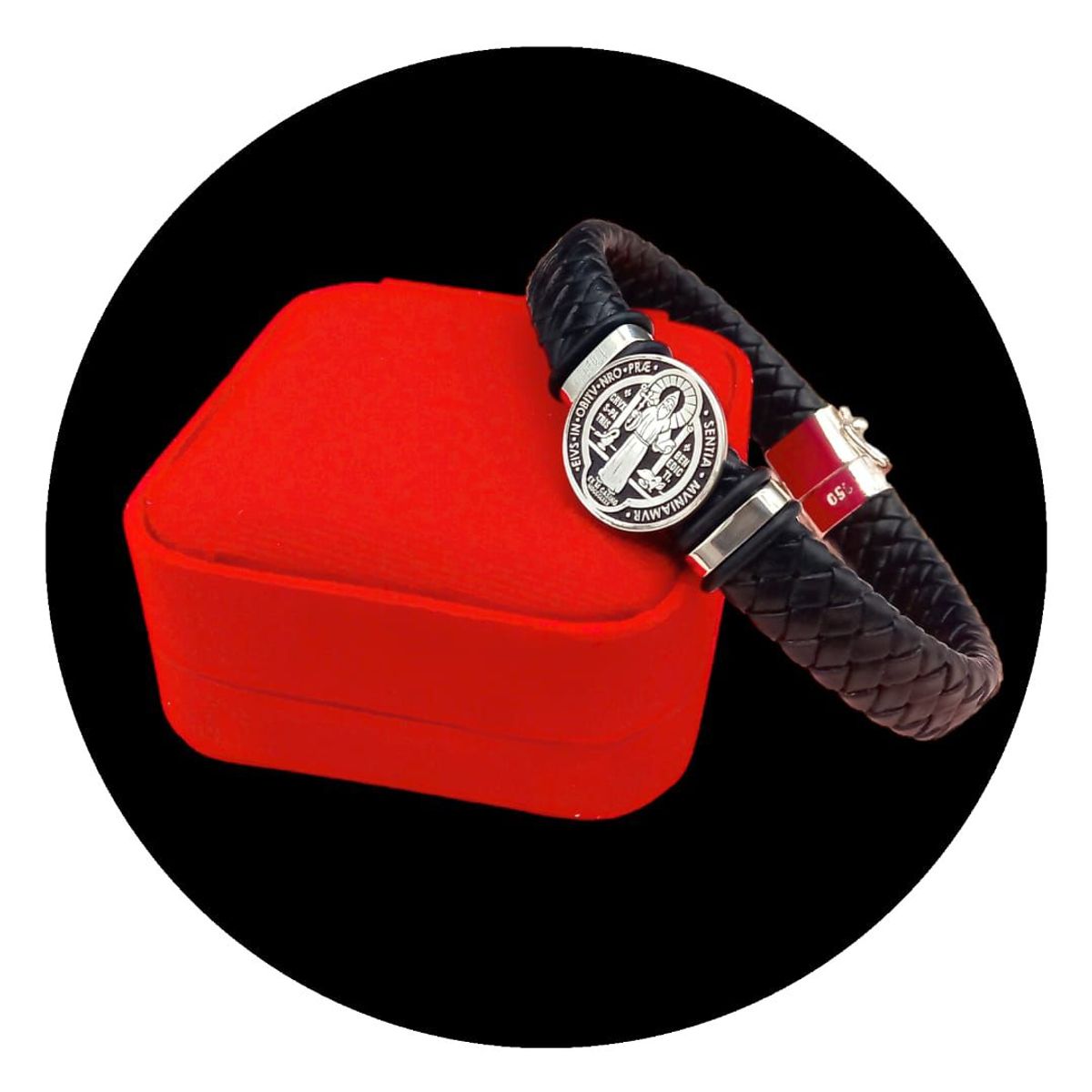 GENERICO - Pulsera De Cuero Con Dije San Benito