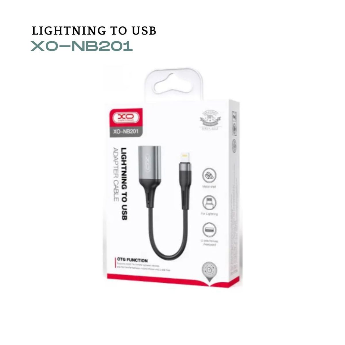 XO - XO NB201  Cable Adaptador de USB a Lightning con función OTG - BKGR