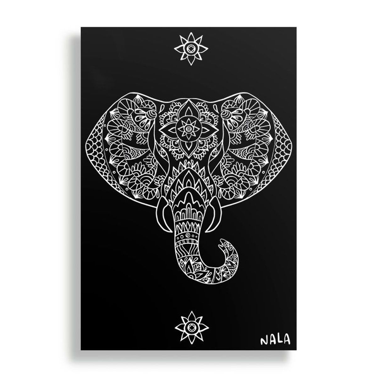 KUSTOMIT - Cuadro Decorativo Aluminio 20x30 - Elefante - negro