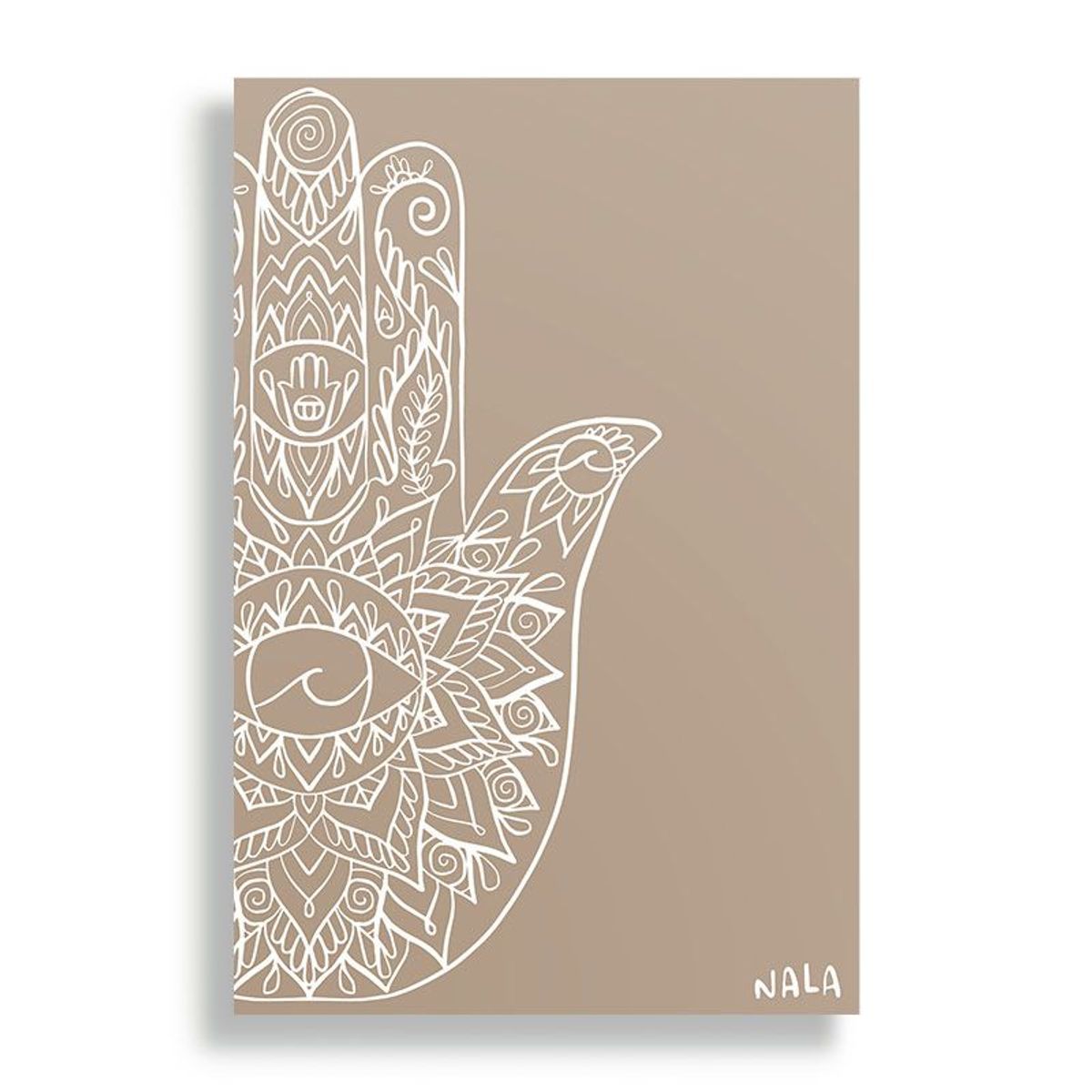 KUSTOMIT - Cuadro Decorativo Aluminio 20x30 - Mano de hamsa - beige