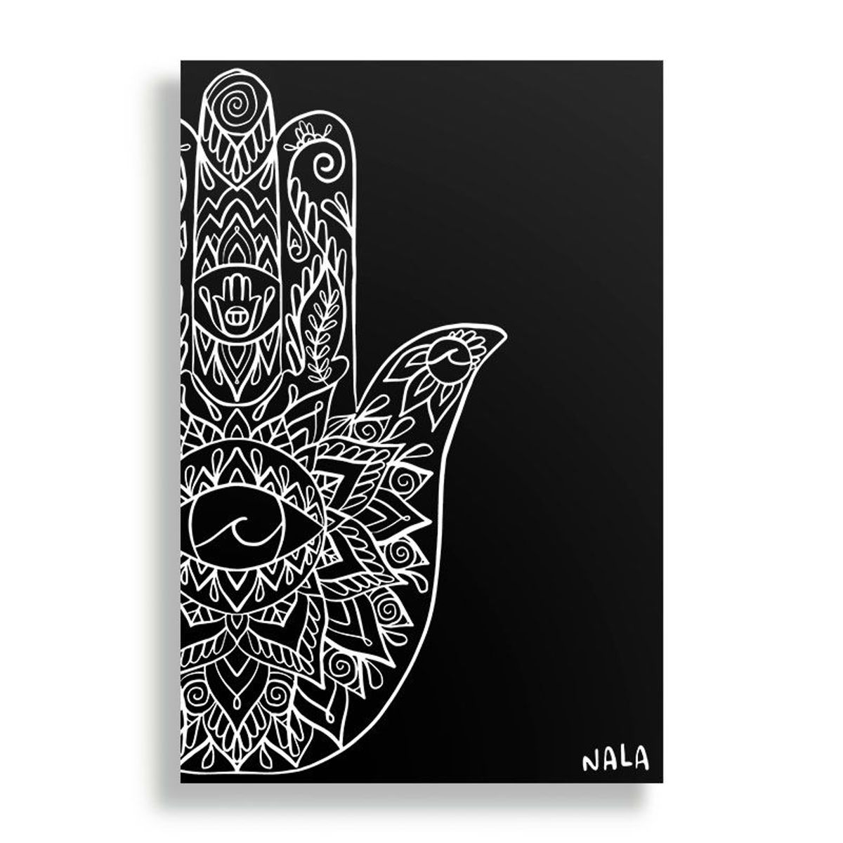 KUSTOMIT - Cuadro Decorativo Aluminio 20x30 - Mano de hamsa - negro
