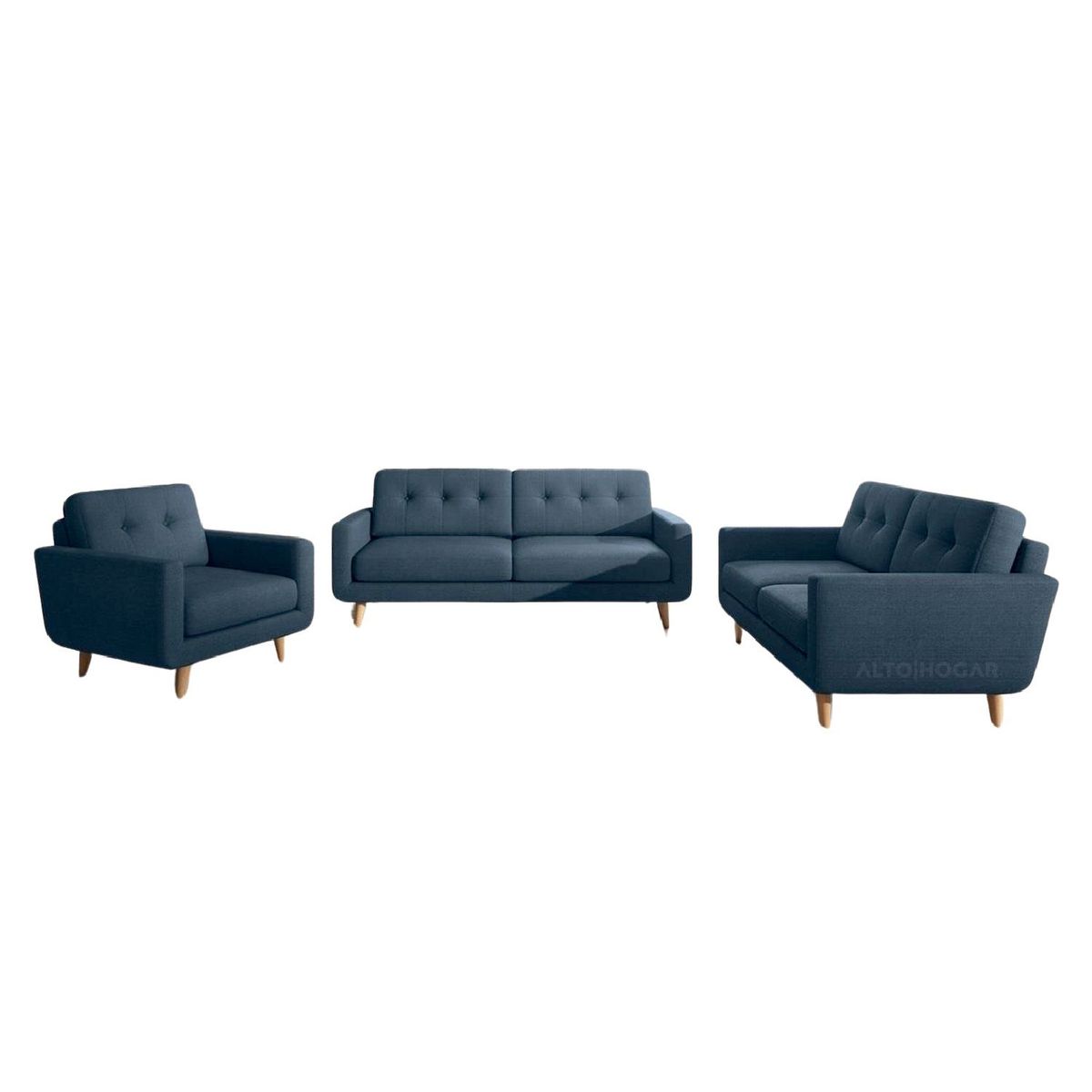 ALTO HOGAR - Juego de Sala 3 2 1 Norly Alto Hogar Azul Cobalto