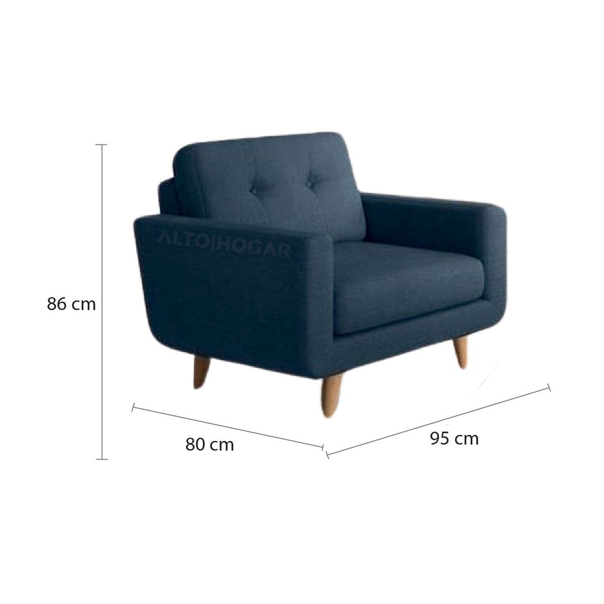 ALTO HOGAR - Juego de Sala 3 2 1 Norly Alto Hogar Azul Cobalto