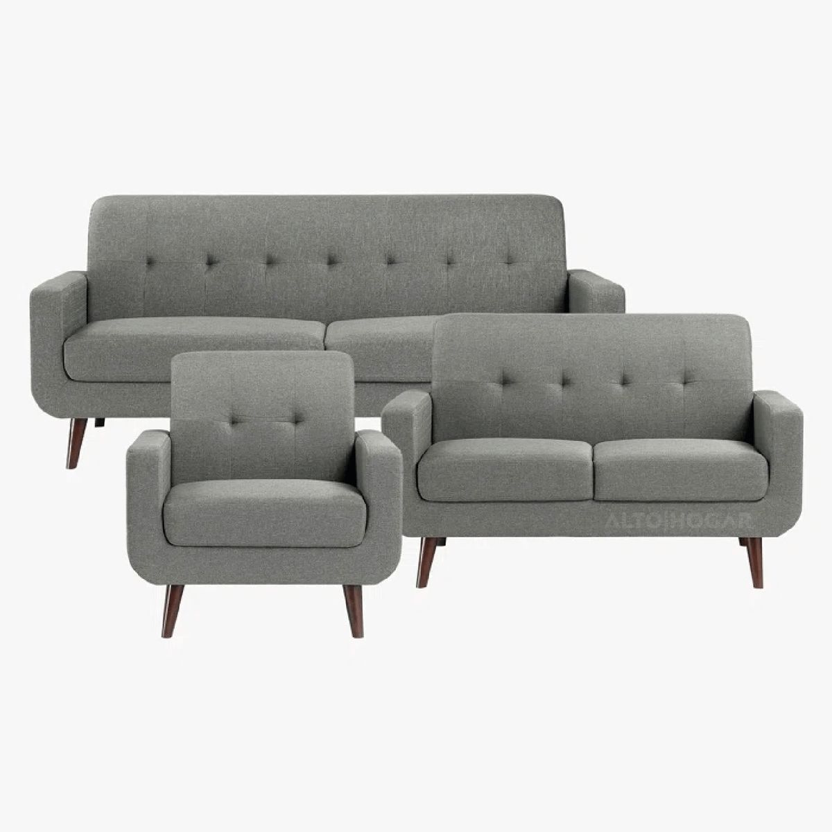 ALTO HOGAR - Juego de Sala 3 2 1 Laum Alto Hogar Gris Oscuro