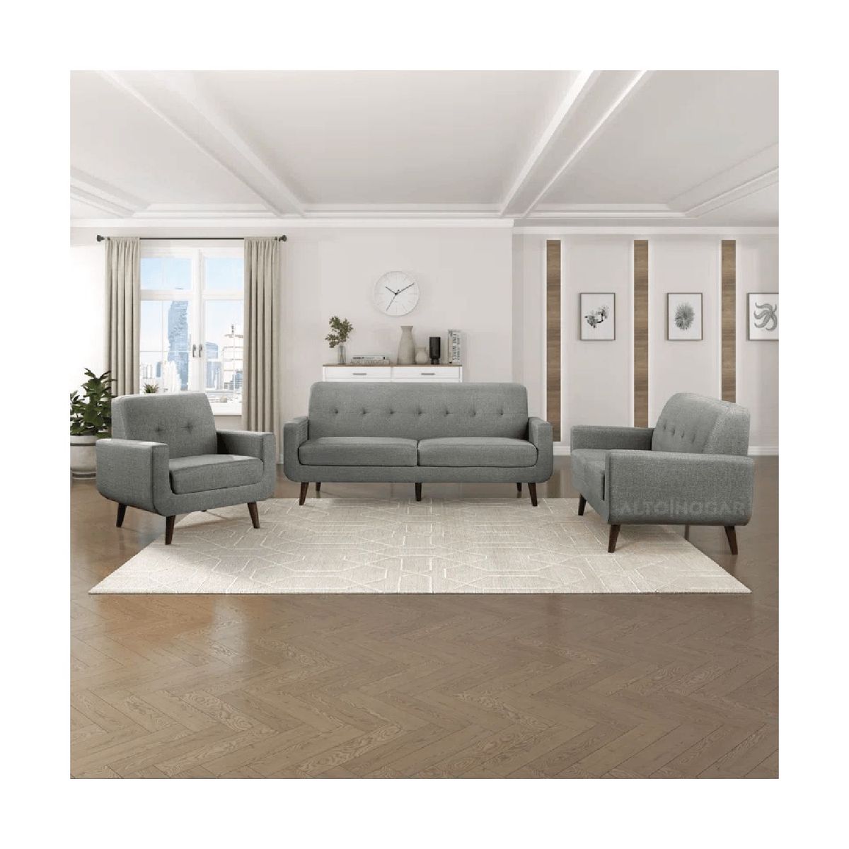 ALTO HOGAR - Juego de Sala 3 2 1 Laum Alto Hogar Gris Oscuro