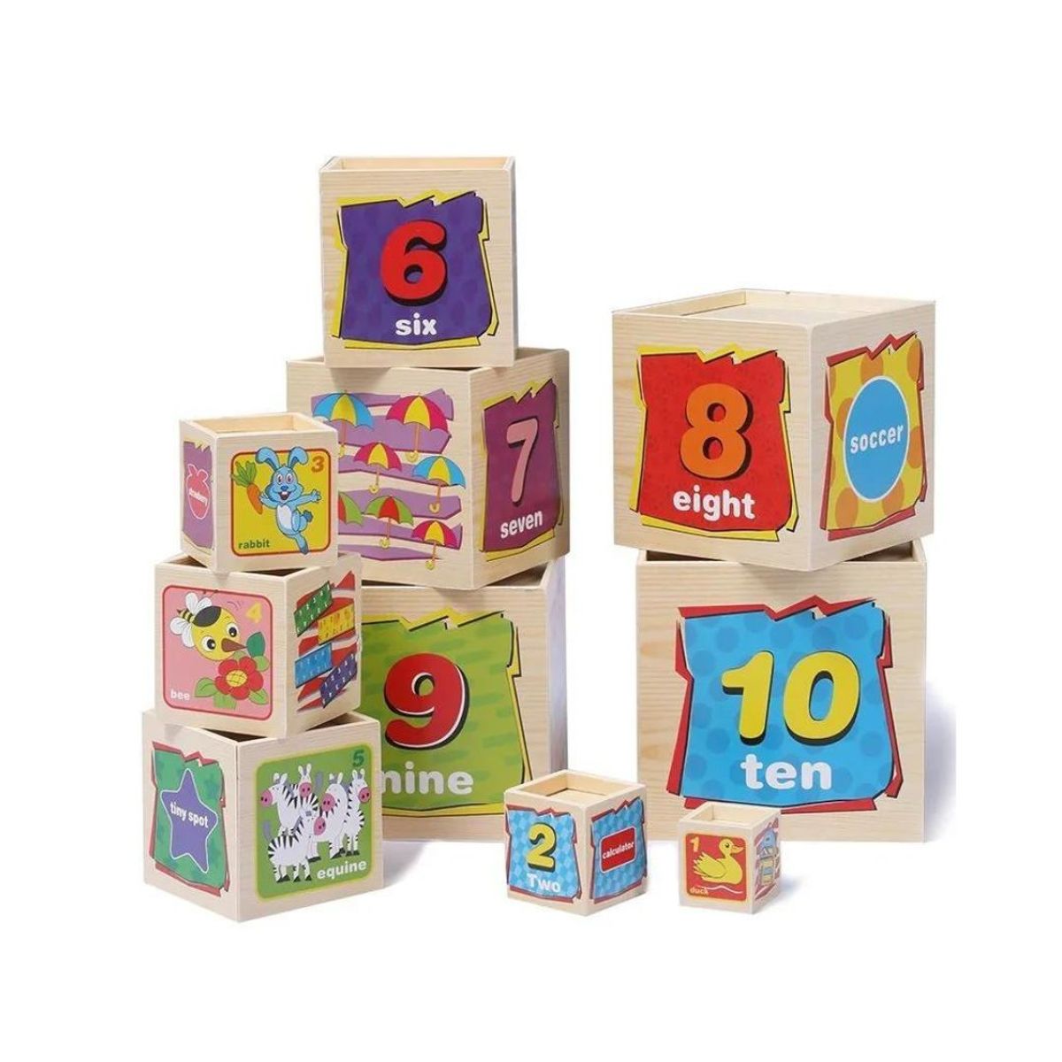 IMPORTADO MC - Cubos De Madera Apilables De 10 Piezas