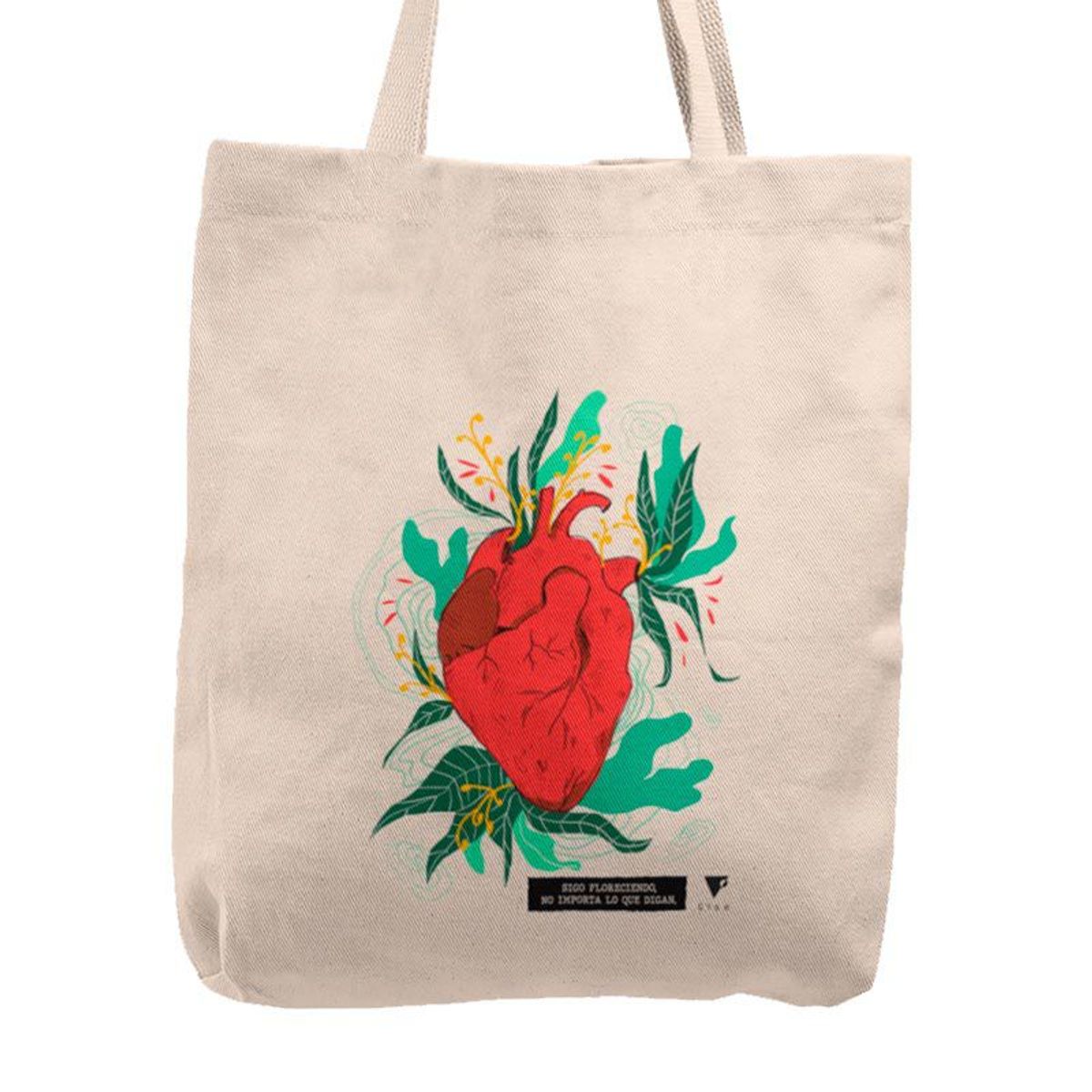 KUSTOMIT - Bolso Tela Tote Bag Cartera Playa - Corazon que florece