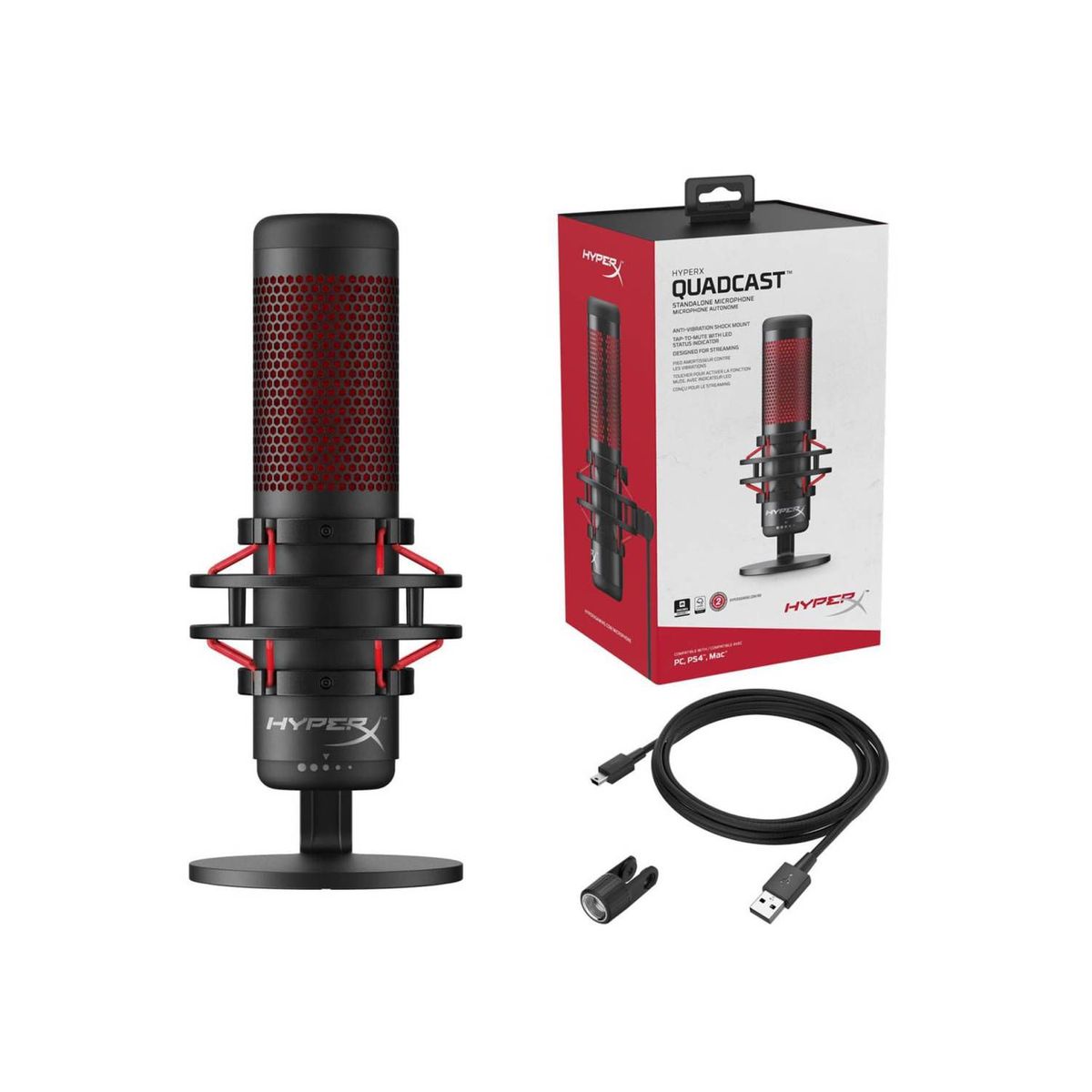 HYPERX - Microfono Gamer Hyperx Quadcast Rojo Nuevo