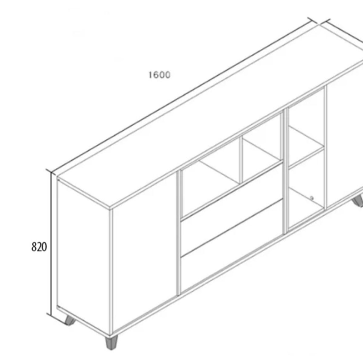 TU MESITA - Aparador Moderno Ignacio 160cm Marrón Negro y Blanco TU MESITA