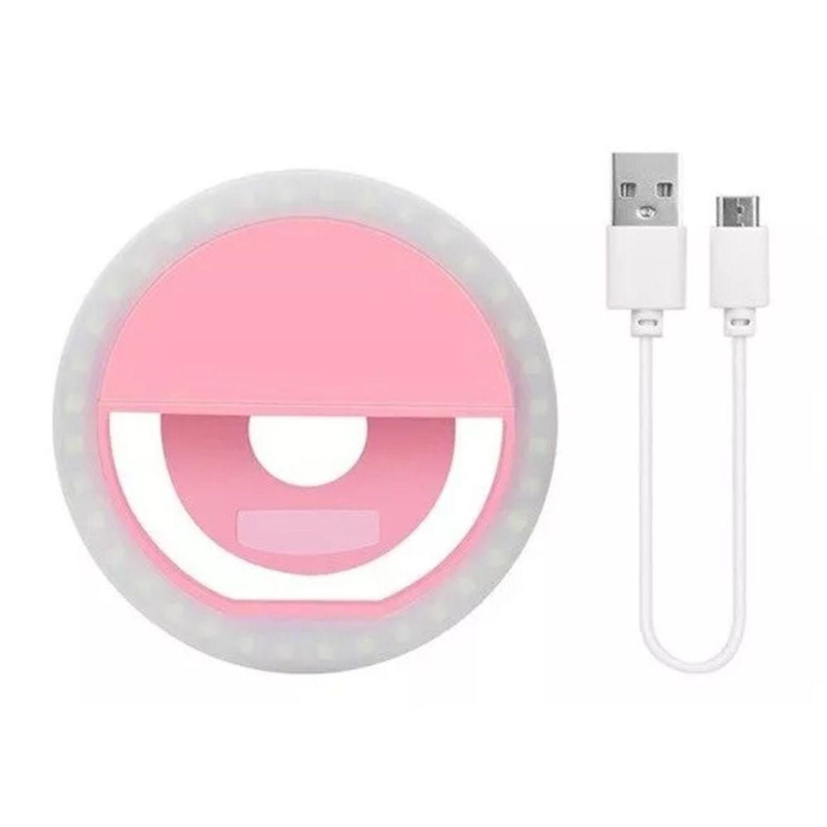 GENERICO - Mini Aro Selfie Anillo Luz Led  con Clip para Celular Rosado
