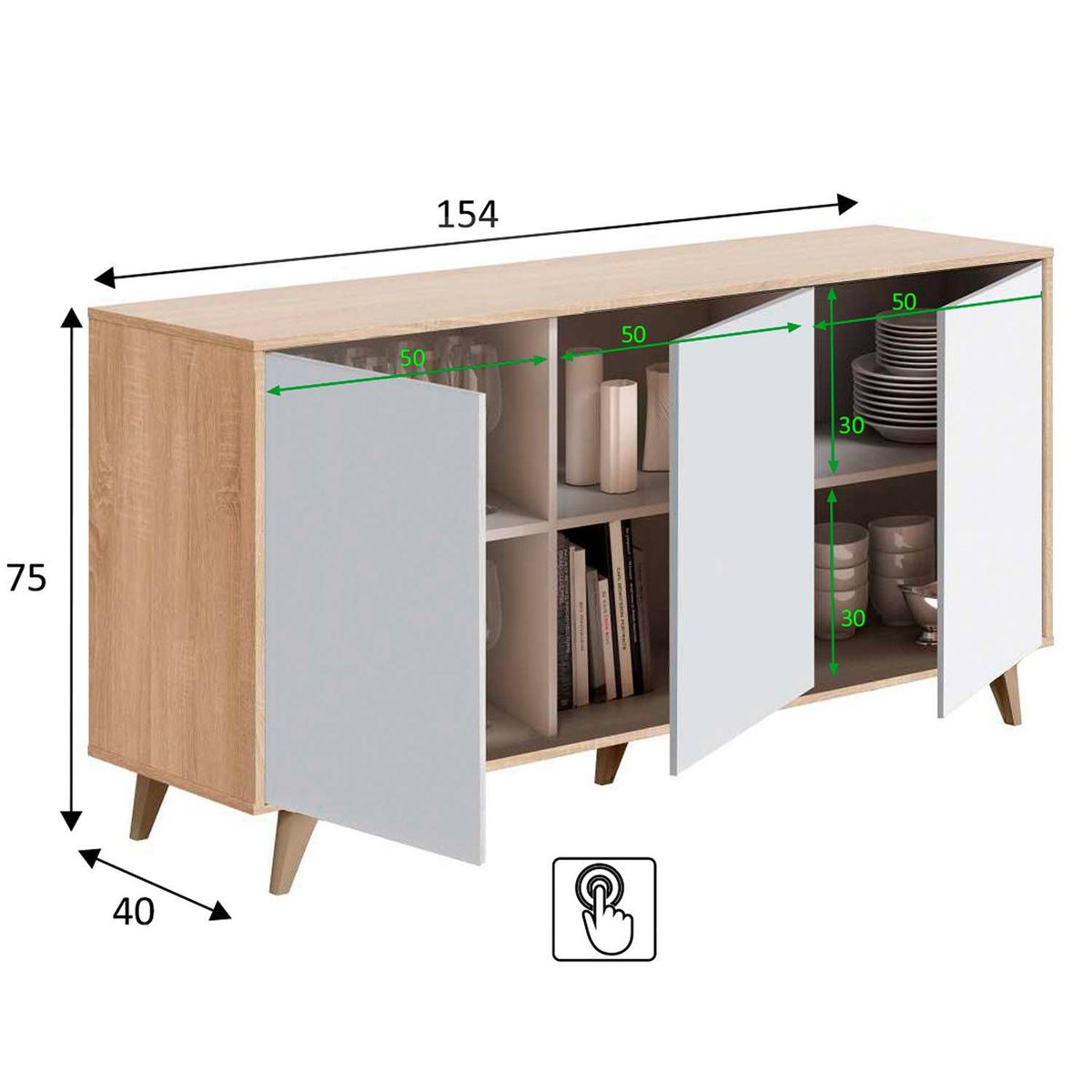 TU MESITA - Aparador Vintage Ethel 3 Puertas TU MESITA