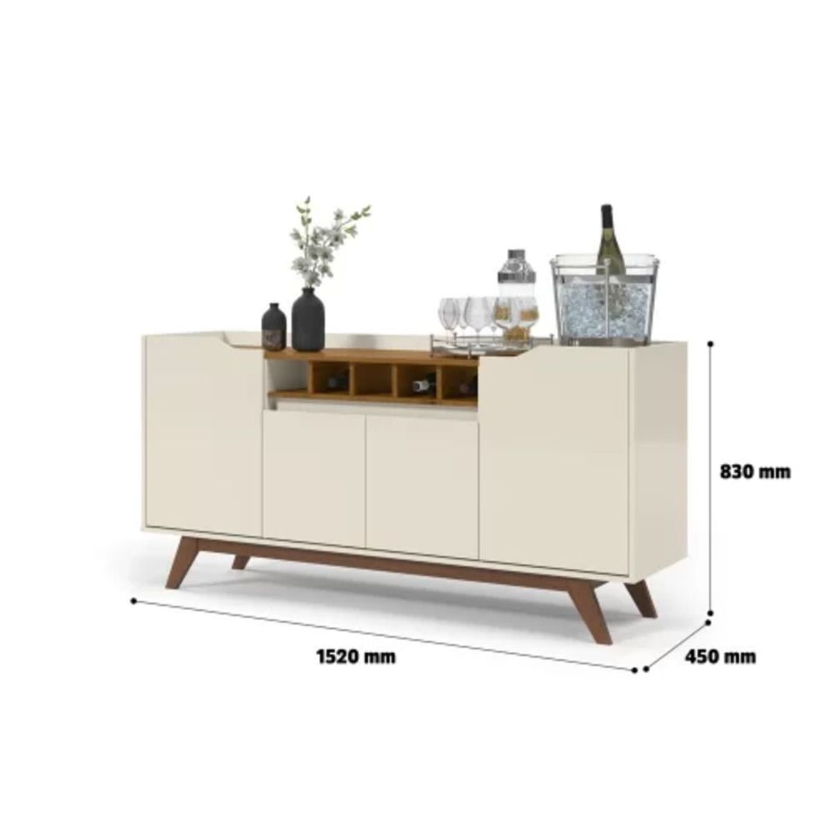 TU MESITA - Aparador Vintage Moderno Nicola 152cm Blanco TU MESITA