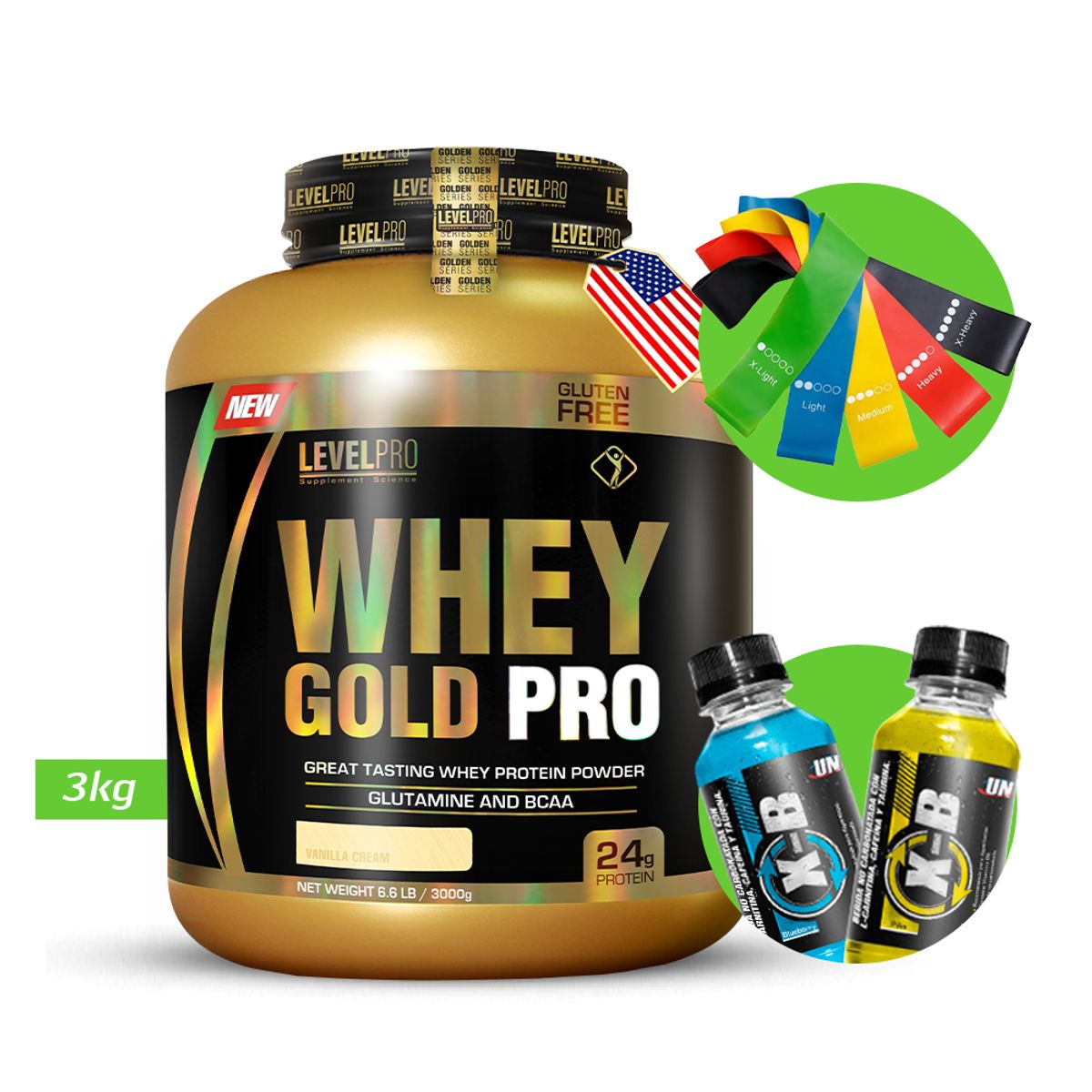 LEVEL PRO - LEVEL PRO Whey Gold Pro 3kg Vainilla + Regalos