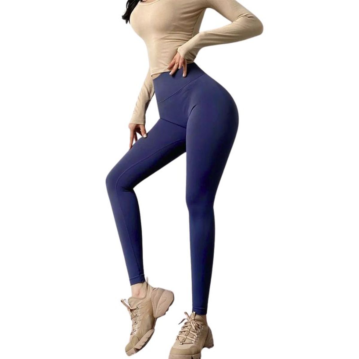 GENERICO - Leggin Deportivo Azul Sin Costuras Scrunch Push-Up -Ropa gym mujer