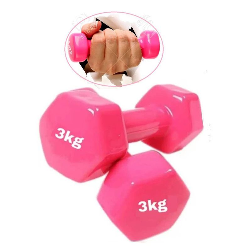 GENERICO - Pesas Neopreno 3kg Fitness ROSADO