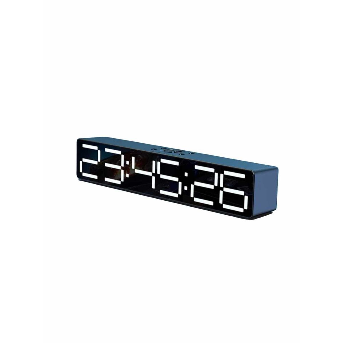 GENERICO - Reloj Parlante Despertador con Bluetooth 30cm Pantalla Espejo Negro