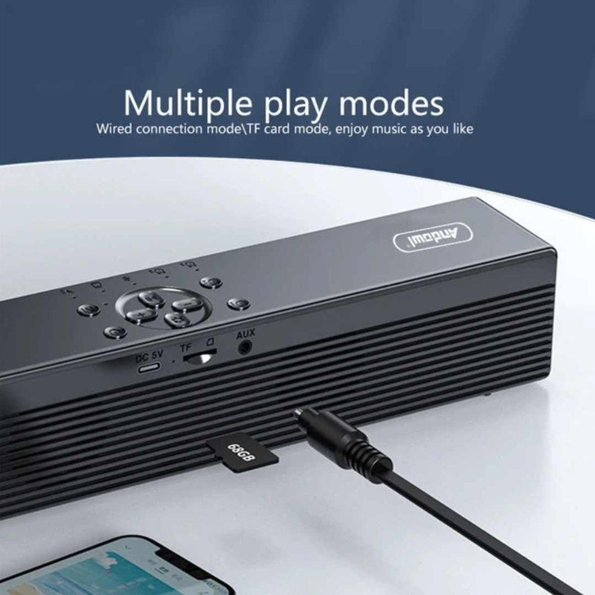 GENERICO - Reloj Parlante Despertador con Bluetooth 30cm Pantalla Espejo Negro