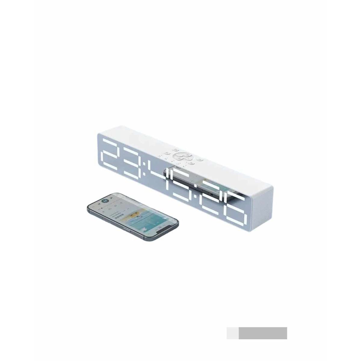 GENERICO - Reloj Parlante Despertador con Bluetooth 30cm Pantalla Espejo Blanco