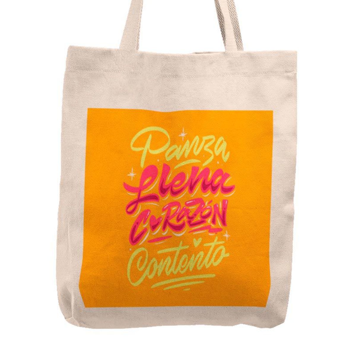 KUSTOMIT - Bolso Tela Tote Bag Cartera Playa - Corazon Contento Naranja