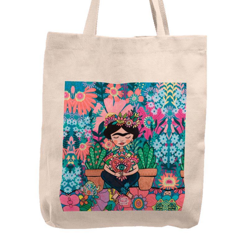 KUSTOMIT - Bolso Tela Tote Bag Cartera Playa - Frida cactus