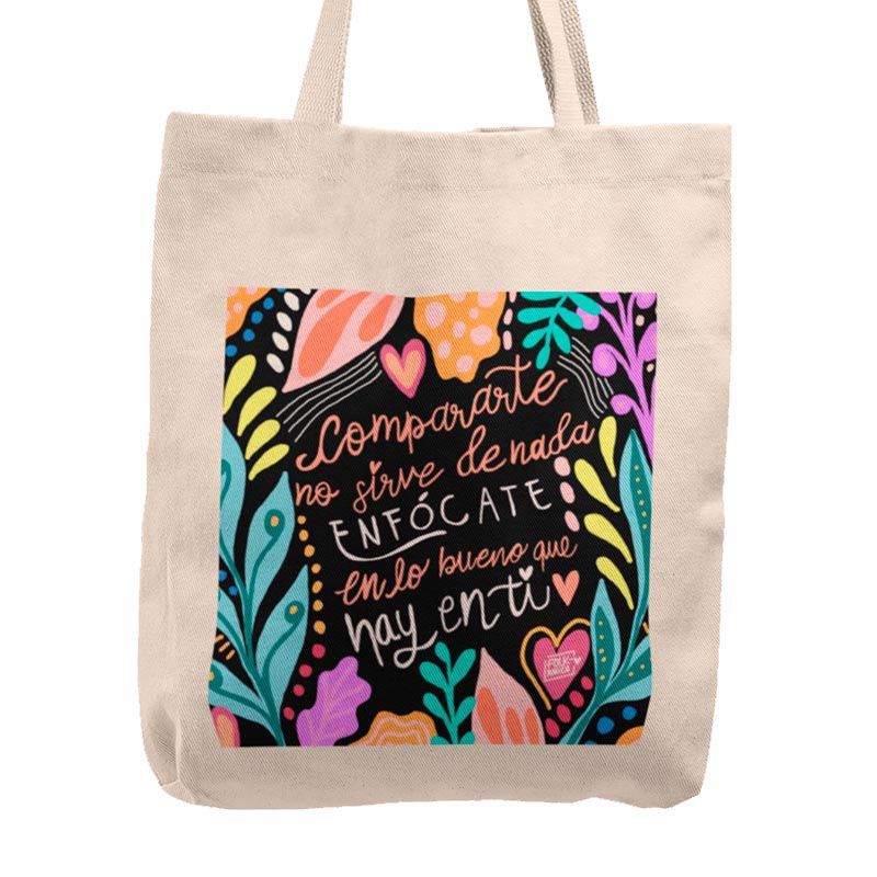 KUSTOMIT - Bolso Tela Tote Bag Cartera Playa - Enfócate