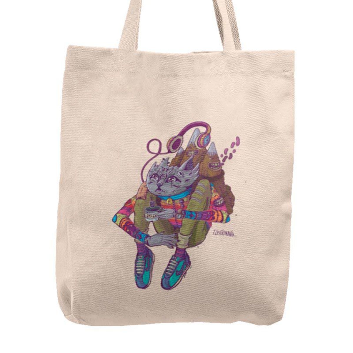 KUSTOMIT - Bolso Tela Tote Bag Cartera Playa - Gato andino