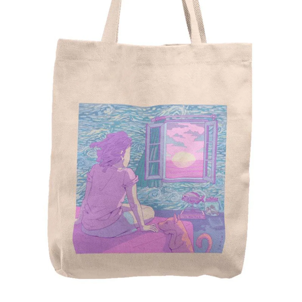 KUSTOMIT - Bolso Tela Tote Bag Cartera Playa - Atardecer