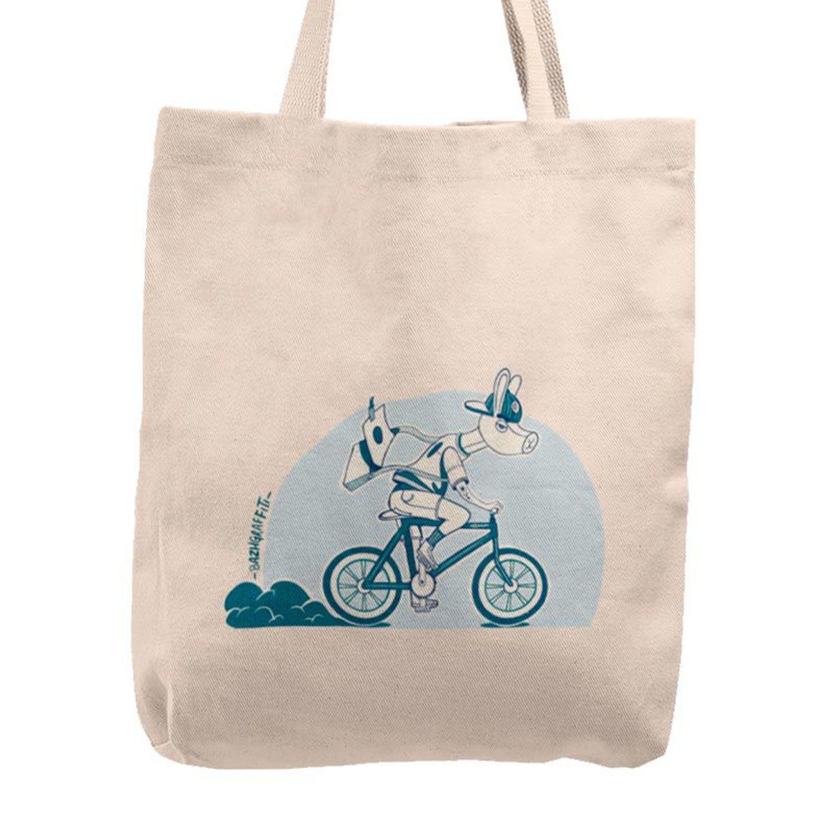 KUSTOMIT - Bolso Tela Tote Bag Cartera Playa - Llama Ciclista