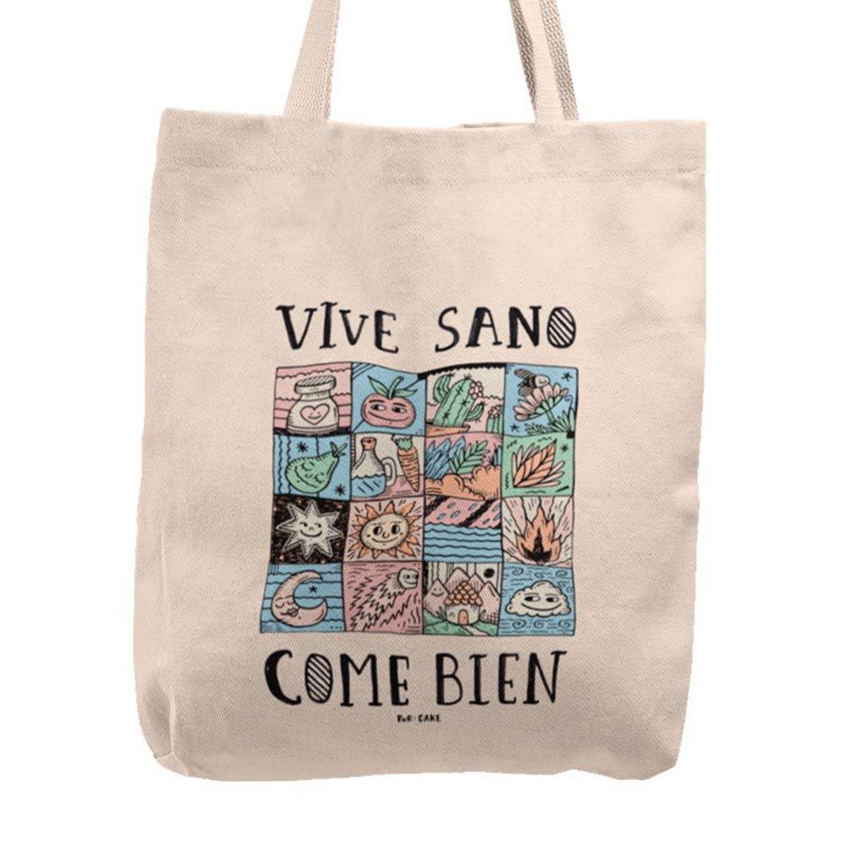 KUSTOMIT - Bolso Tela Tote Bag Cartera Playa - Come Sano Come Bien