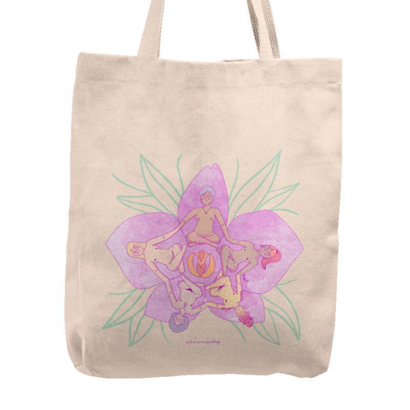 KUSTOMIT - Bolso Tela Tote Bag Cartera Playa - Orquídea