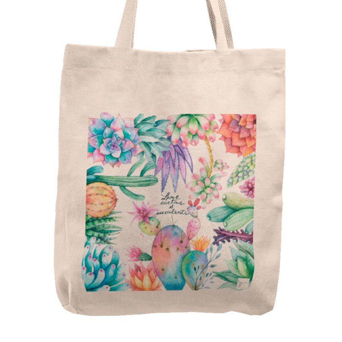 KUSTOMIT - Bolso Tela Tote Bag Cartera Playa - Love cactus succulents