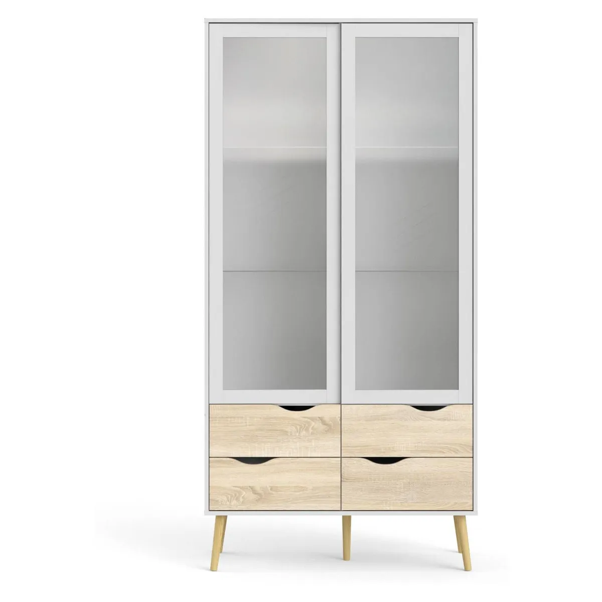 TU MESITA - Vitrina Vintage Ivana 4 Cajones BlancoOak TU MESITA