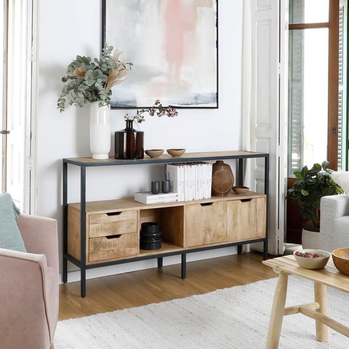 TU MESITA - Aparador Vintage Jung MarrónNegro 155 cm TU MESITA