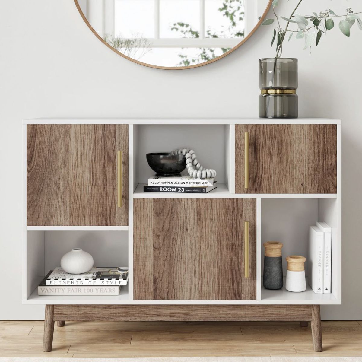 TU MESITA - Aparador Vintage Moderno Elena 3 Puertas BlancoOak TU MESITA