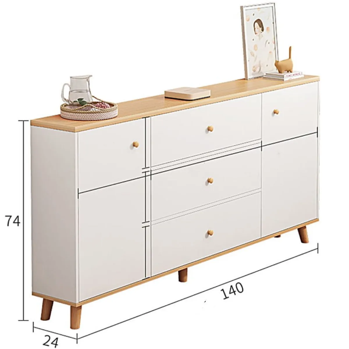 TU MESITA - Aparador Vintage Moderno Marga 3 Cajones 2 Puertas TU MESITA