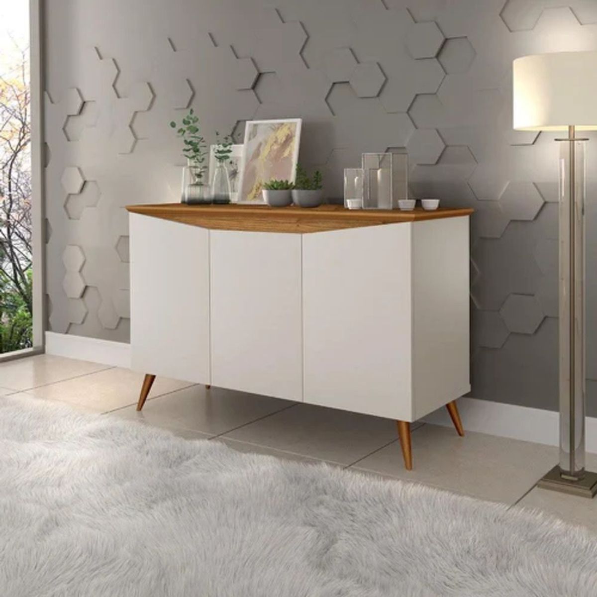 TU MESITA - Aparador Vajillero Vintage Reyes 100cm BlancoMarrón TU MESITA