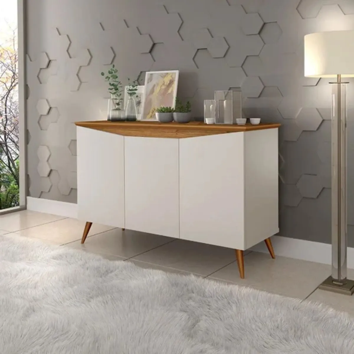 TU MESITA - Aparador Vajillero Vintage Reyes 100cm BlancoMarrón TU MESITA