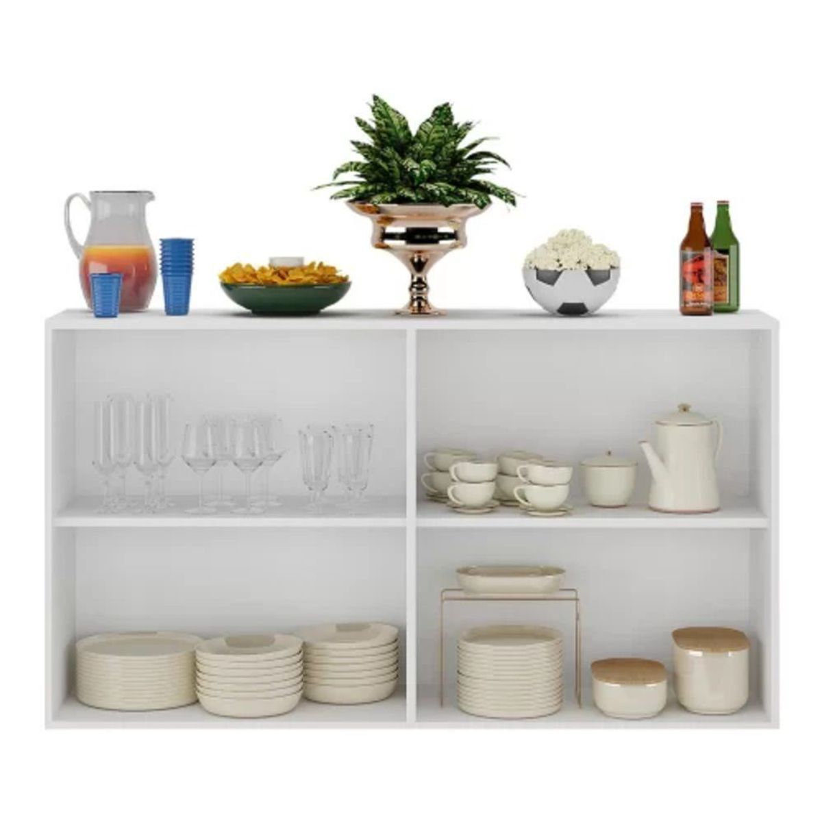 TU MESITA - Aparador Moderno Alemania Blanco 4 Puertas TU MESITA