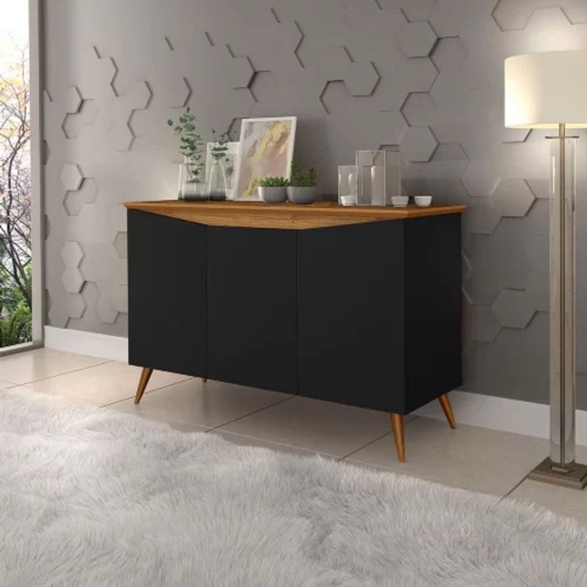 TU MESITA - Aparador Vajillero Reyes 100cm NegroMarrón TU MESITA