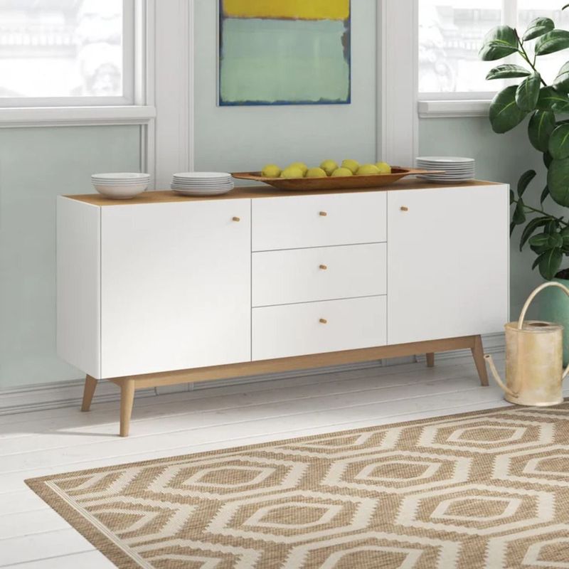 TU MESITA - Recibidor Contemporáneo Zharik Blanco 160 cm TU MESITA