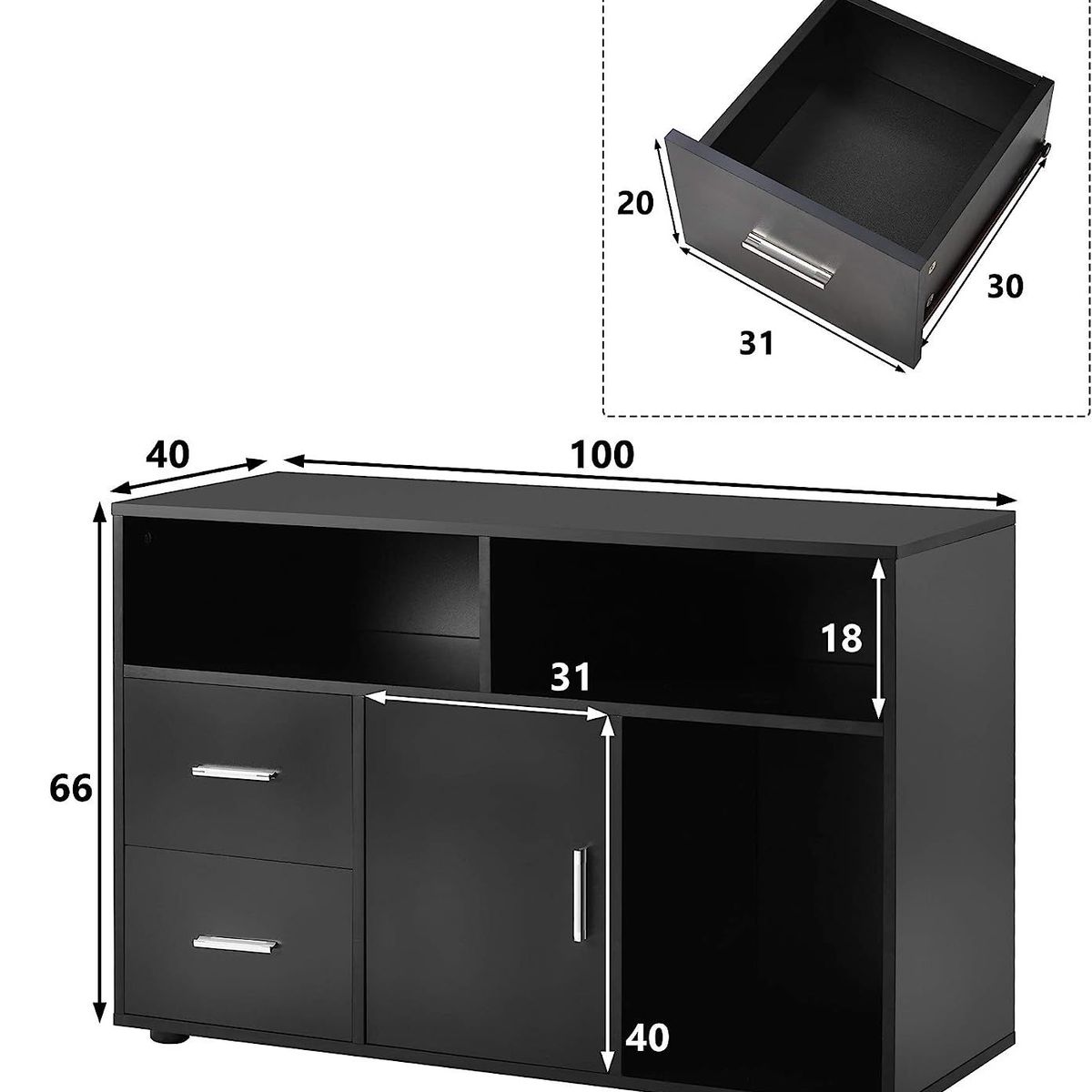 TU MESITA - Aparador Moderno Ricardo Melamina Negro TU MESITA