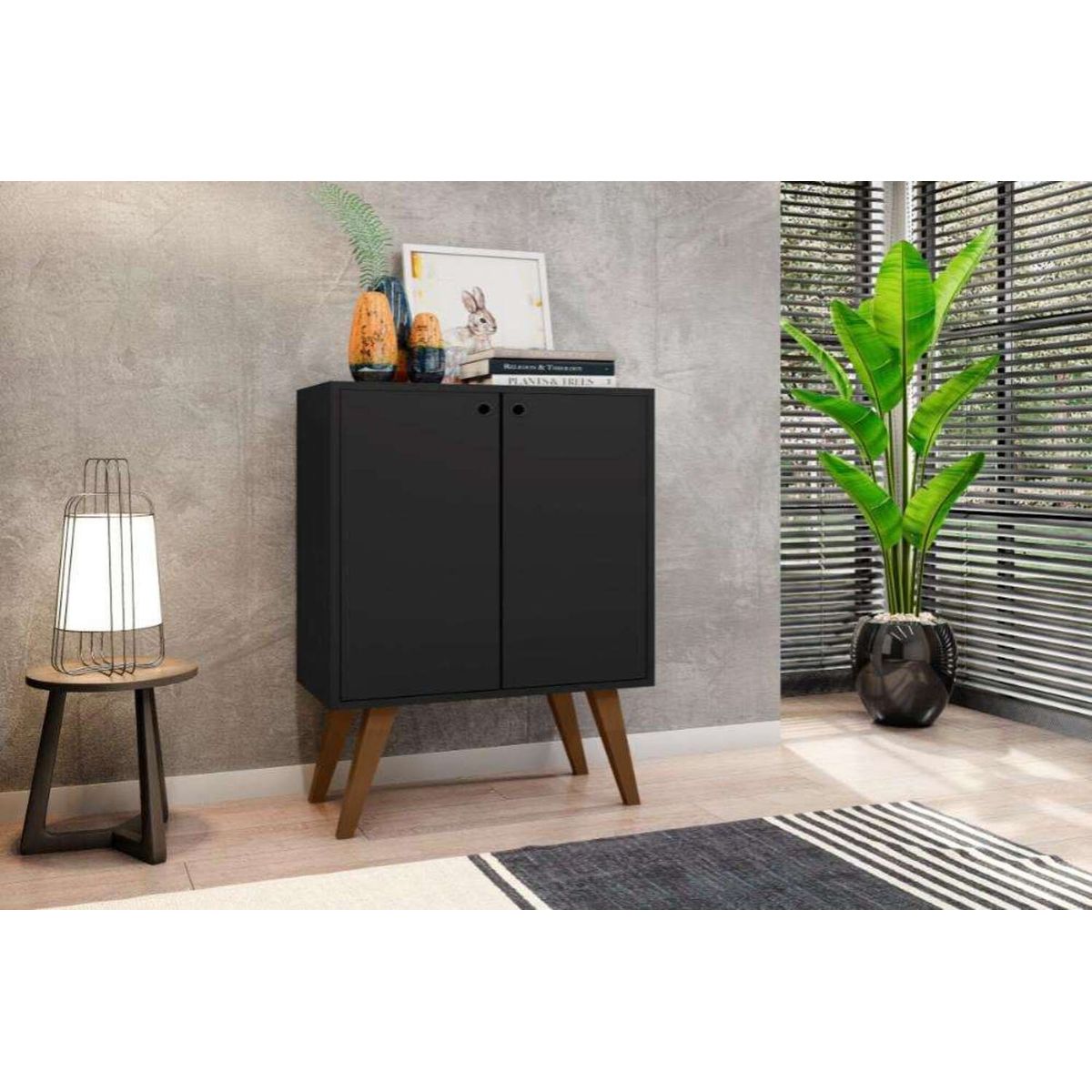 TU MESITA - Aparador clásico 2 puertas Santana color Negro TU MESITA