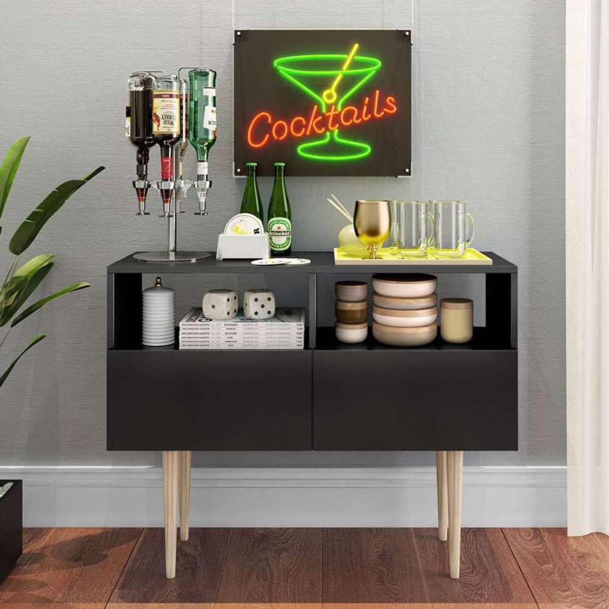 TU MESITA - Aparador Vajillero práctico Cameron color Negro TU MESITA