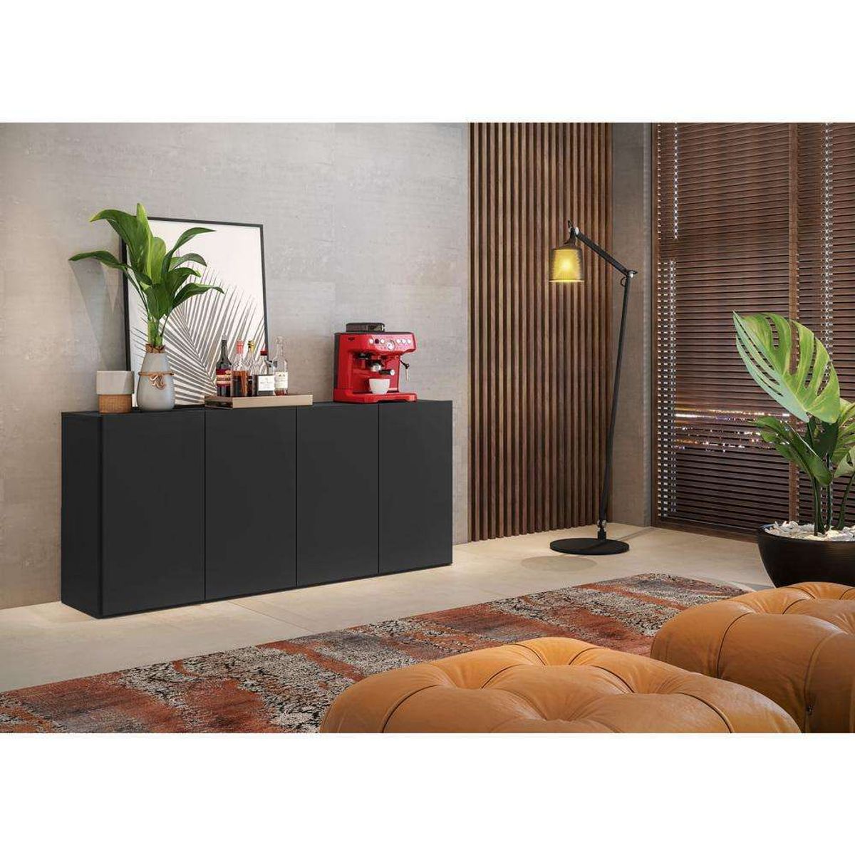 TU MESITA - Vitrina para vajilla 4 puertas Kendall color Negro TU MESITA