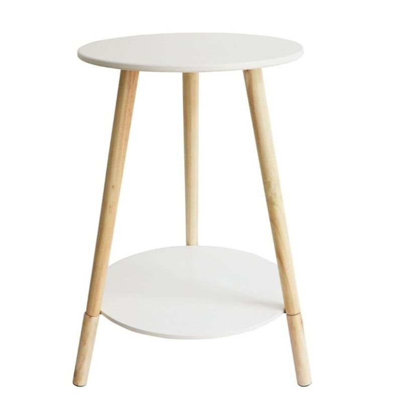 GENERICO - Mesa Auxiliar Dobel Nivel Blanco Estilo Nordico