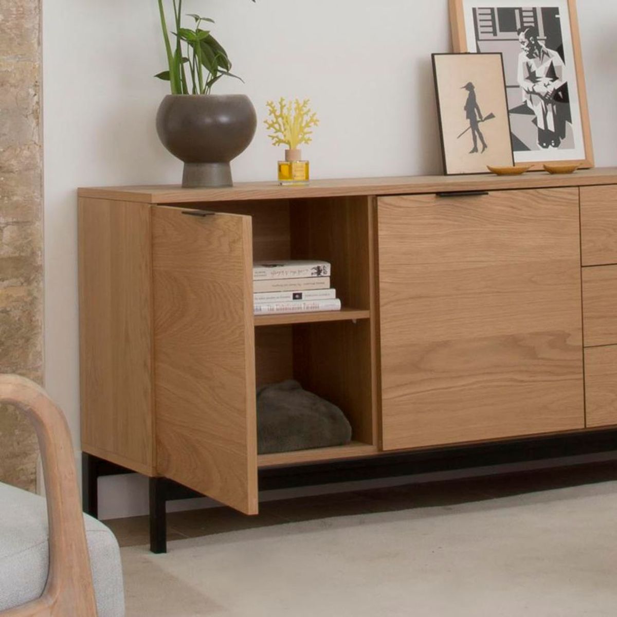 TU MESITA - Aparador Alto Contemporáneo Namora Marrón 160 cm TU MESITA