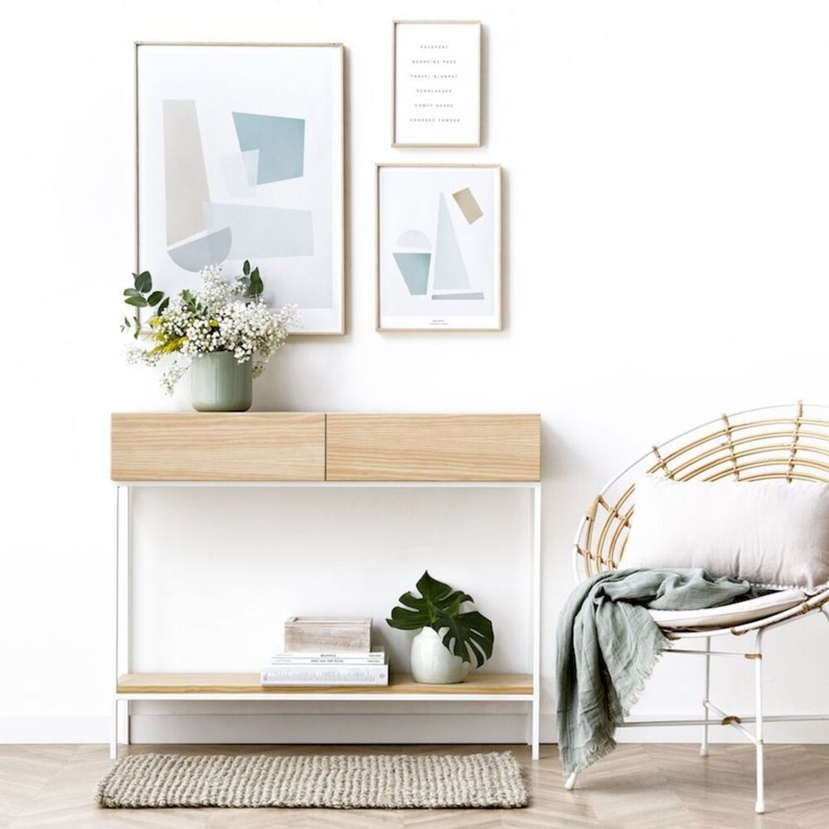 TU MESITA - Recibidor Nórdico Helen 2 Cajones TU MESITA