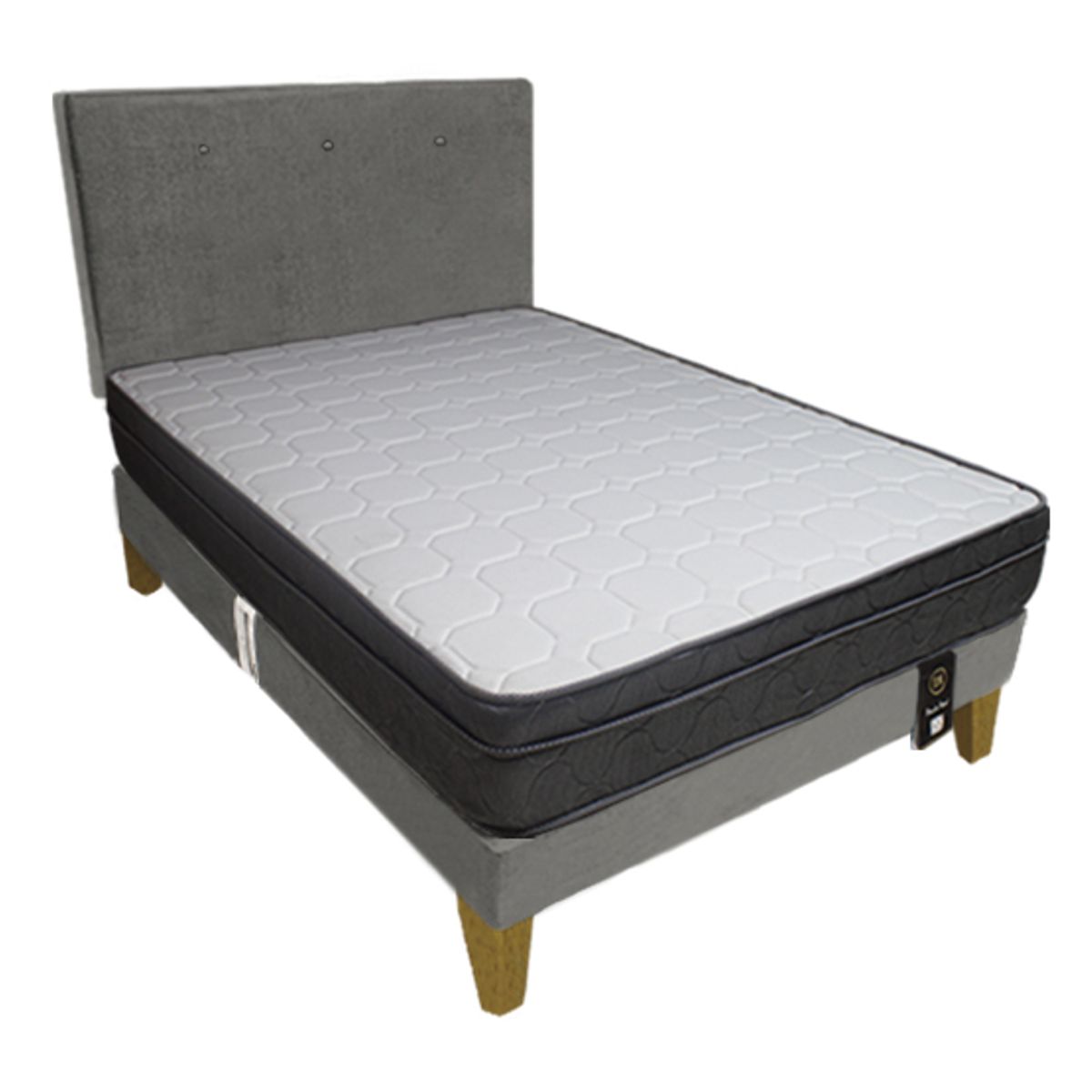 BARAKA HOME - Dormitorio Turin Slim 2 Plz + Cabecera + Almohadas - Gris Oscuro